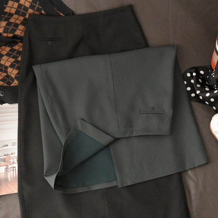Damen Taillierter Midirock mit Frontschlitz und Stretch-Futter Nord Taschen