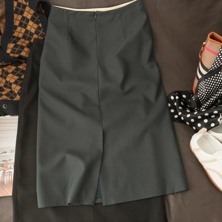 Damen Taillierter Midirock mit Frontschlitz und Stretch-Futter Nord Taschen