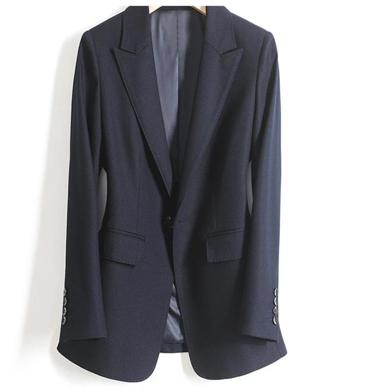 Damen Taillierter Einreihiger Blazer mit Ein-Knopf-Verschluss und Pattentaschen Nord Taschen