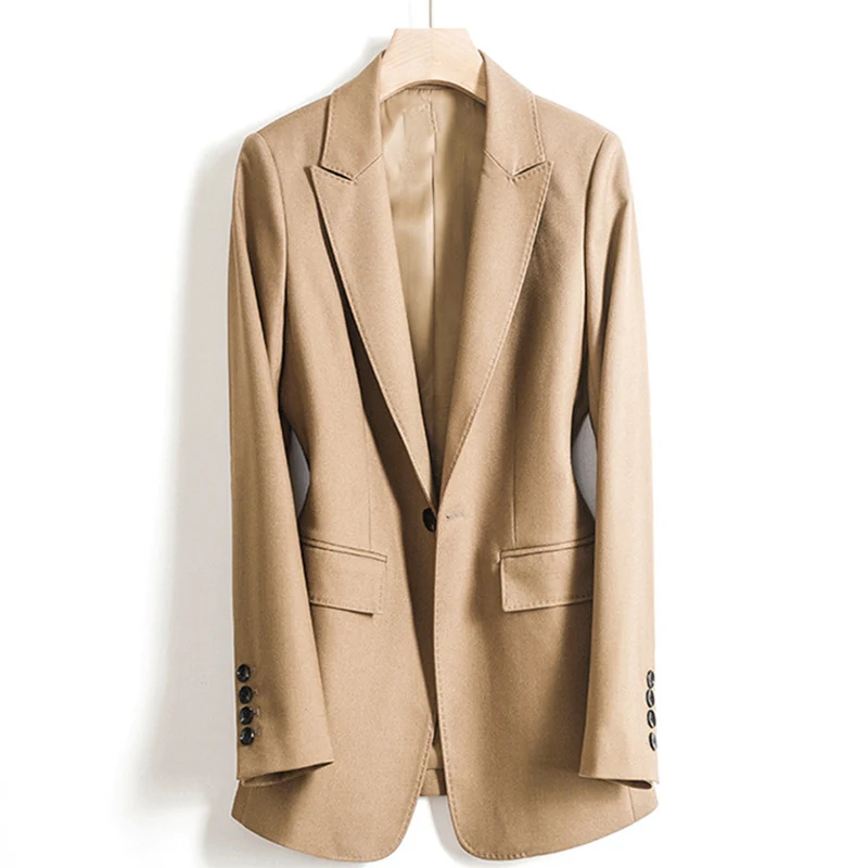 Damen Taillierter Einreihiger Blazer mit Ein-Knopf-Verschluss und Pattentaschen Nord Taschen