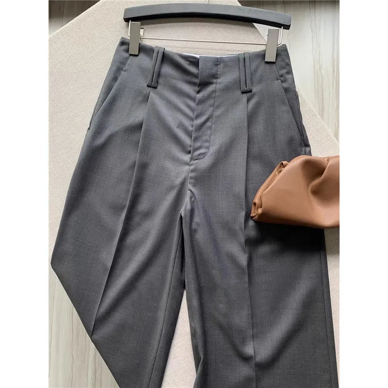 Damen Taillierte Anzughose mit vorderer Bundfalte und Gürtelschlaufen Nord Taschen
