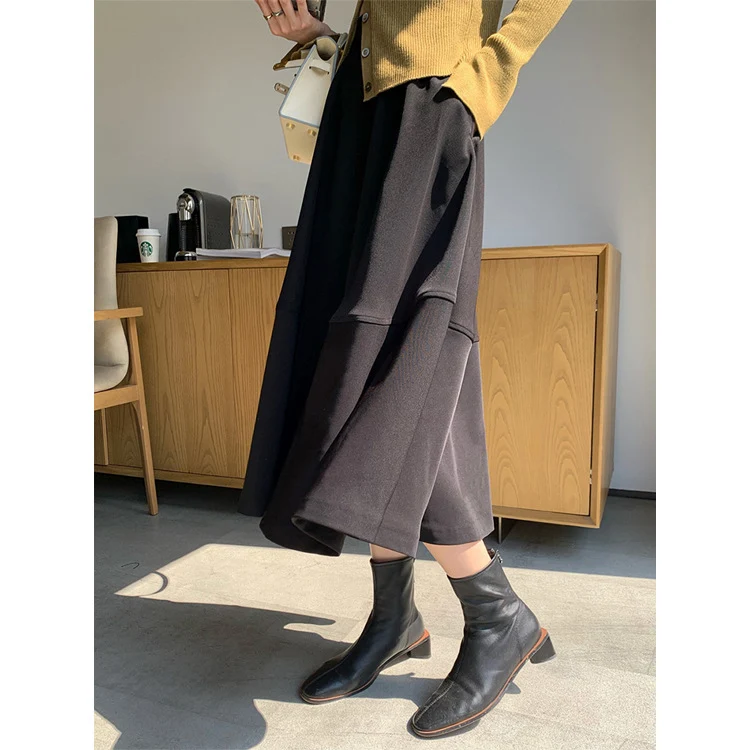 Damen Taillenhoher Midirock mit stufenförmiger Glocken-Silhouette Nord Taschen