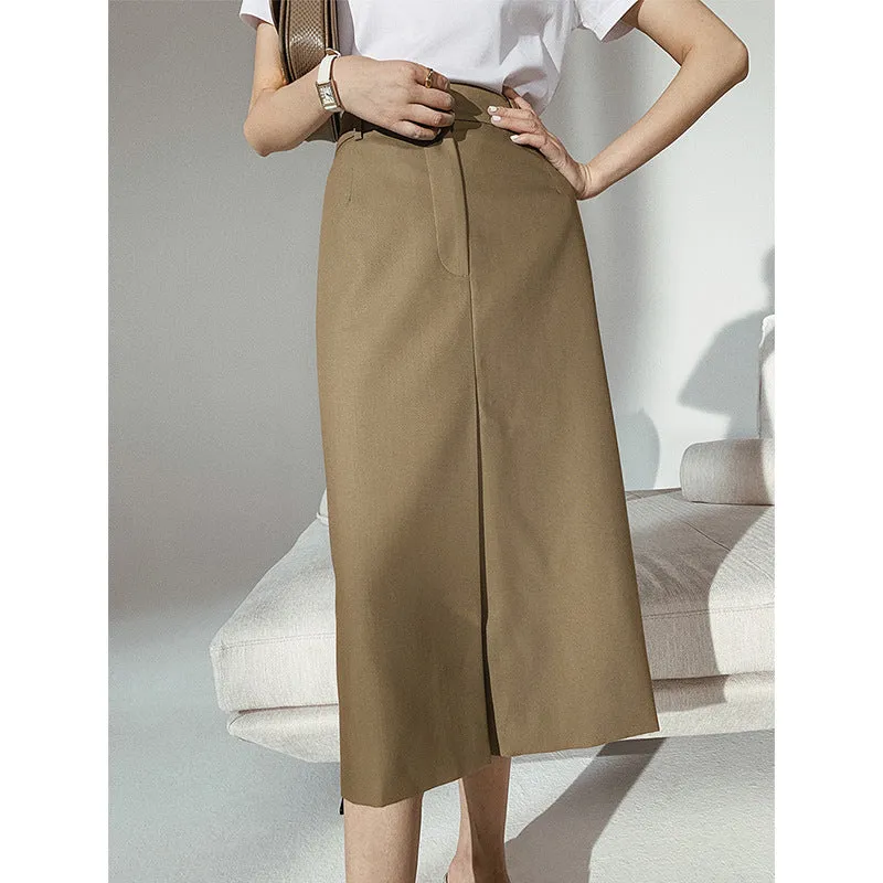 Damen Taillenhoher Midirock mit gerader Silhouette und mittiger Naht Nord Taschen