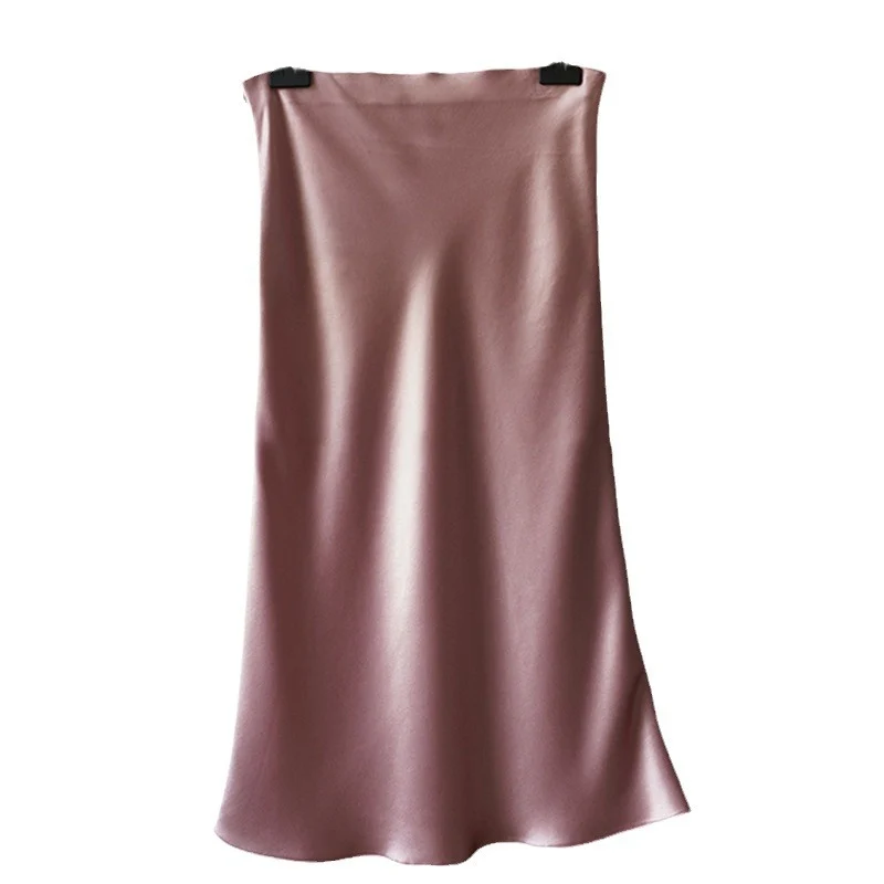 Damen Taillenhoher Midirock aus Satin-Bias mit seidig-glänzendem Fall Nord Taschen