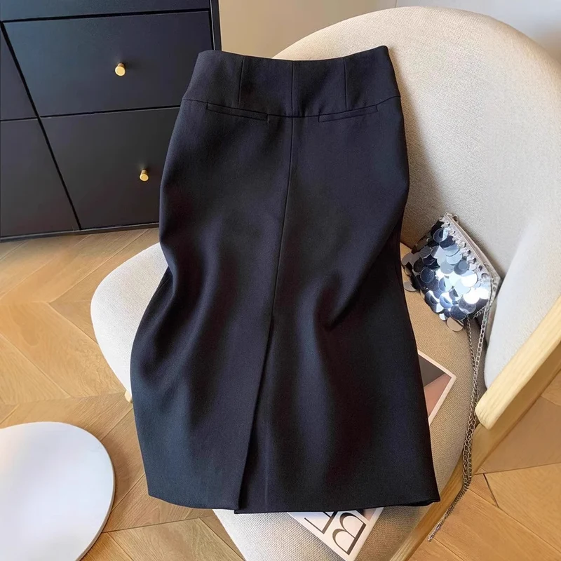 Damen Taillenhoher Bleistift-Midirock mit dekorativem Rückenzipper Nord Taschen