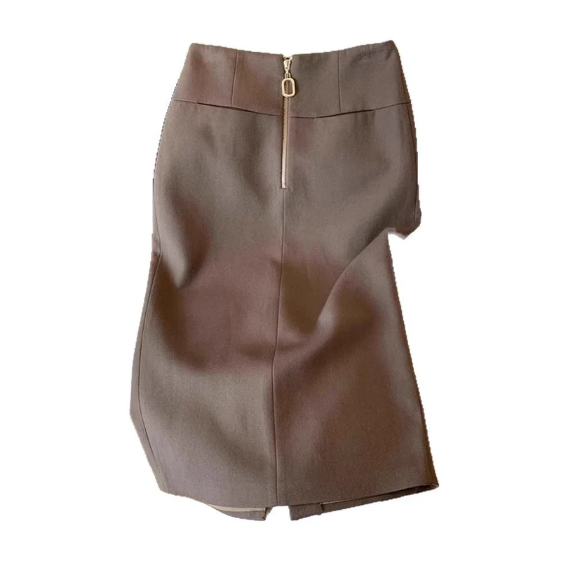 Damen Taillenhoher Bleistift-Midirock mit dekorativem Rückenzipper Nord Taschen