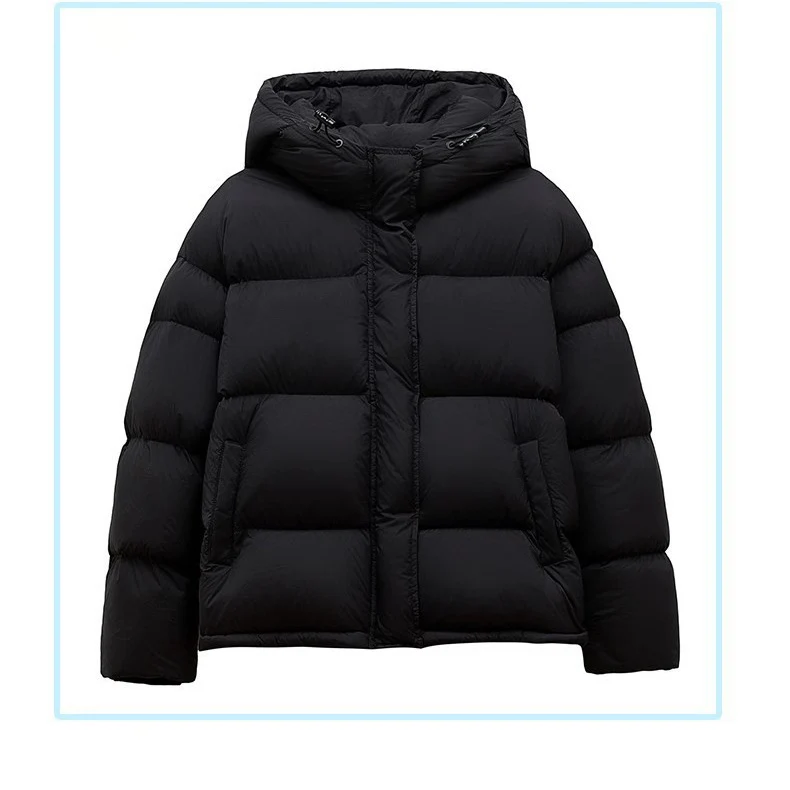 Damen Kurz geschnittene wattierte Kapuzenjacke mit Blocksteppung und Windschutzblende Nord Taschen