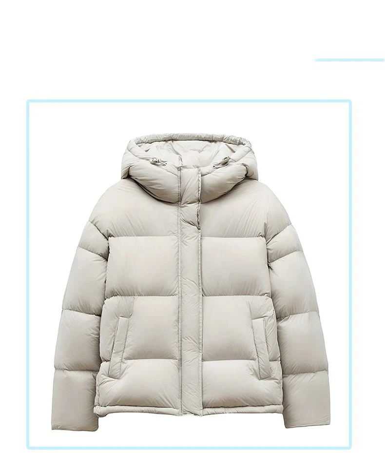 Damen Kurz geschnittene wattierte Kapuzenjacke mit Blocksteppung und Windschutzblende Nord Taschen