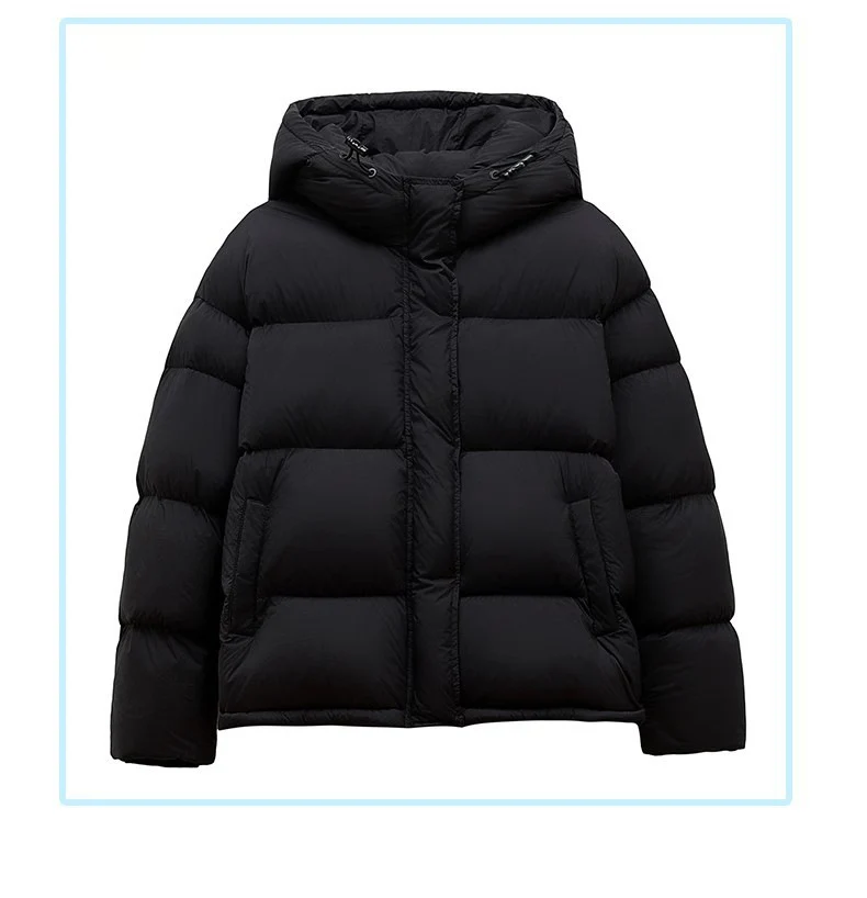 Damen Kurz geschnittene wattierte Kapuzenjacke mit Blocksteppung und Windschutzblende Nord Taschen