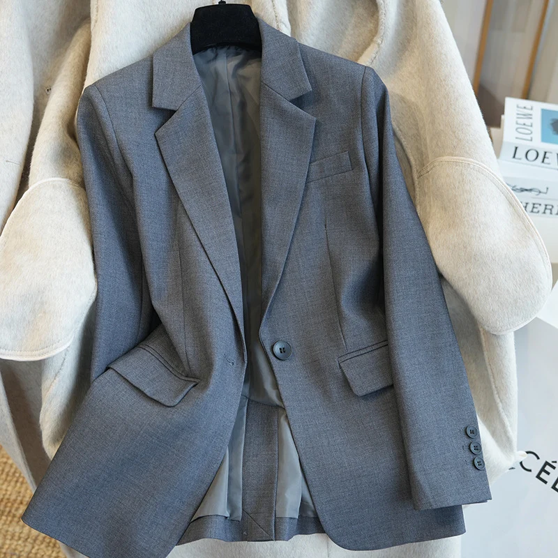 Damen Klassischer taillierter Ein-Knopf-Blazer aus feinem Wollmix Nord Taschen