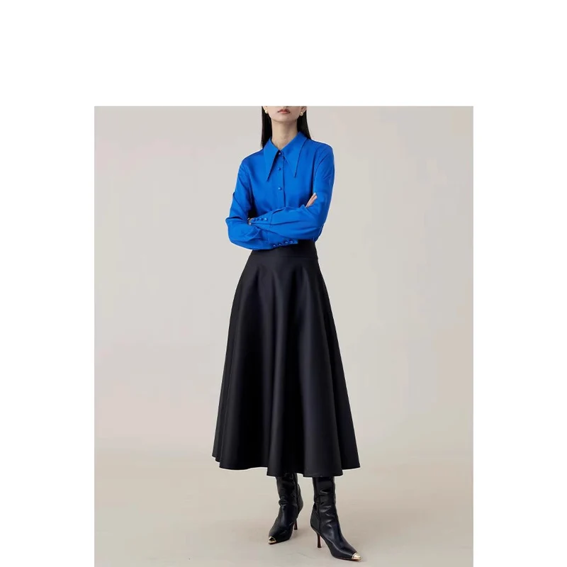 Damen Hochtaillierter Midi-Tellerrock mit weitem Fall Nord Taschen