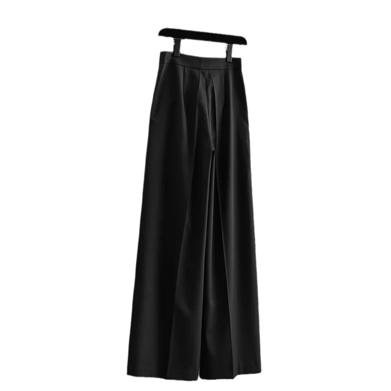 Damen Hochtaillierte weite Stoffhose mit Bügelfalte und Eingrifftaschen Nord Taschen