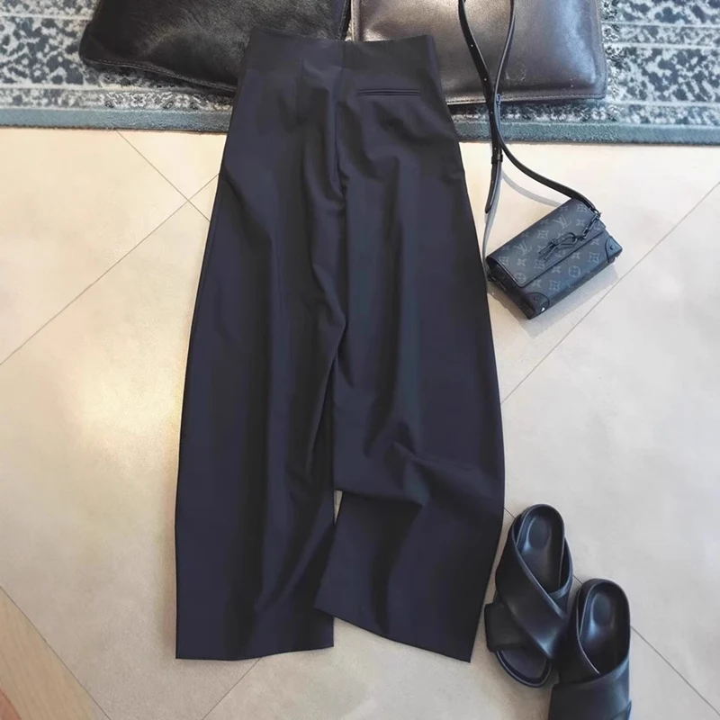 Damen Hochtaillierte weite Palazzo-Culotte mit Bügelfalte und Eingrifftaschen Nord Taschen