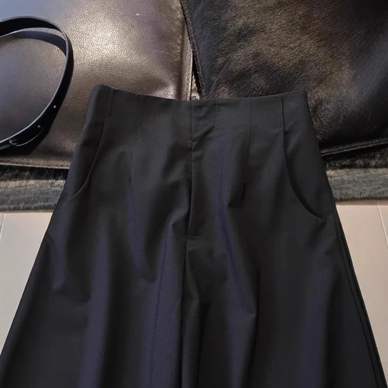 Damen Hochtaillierte weite Palazzo-Culotte mit Bügelfalte und Eingrifftaschen Nord Taschen