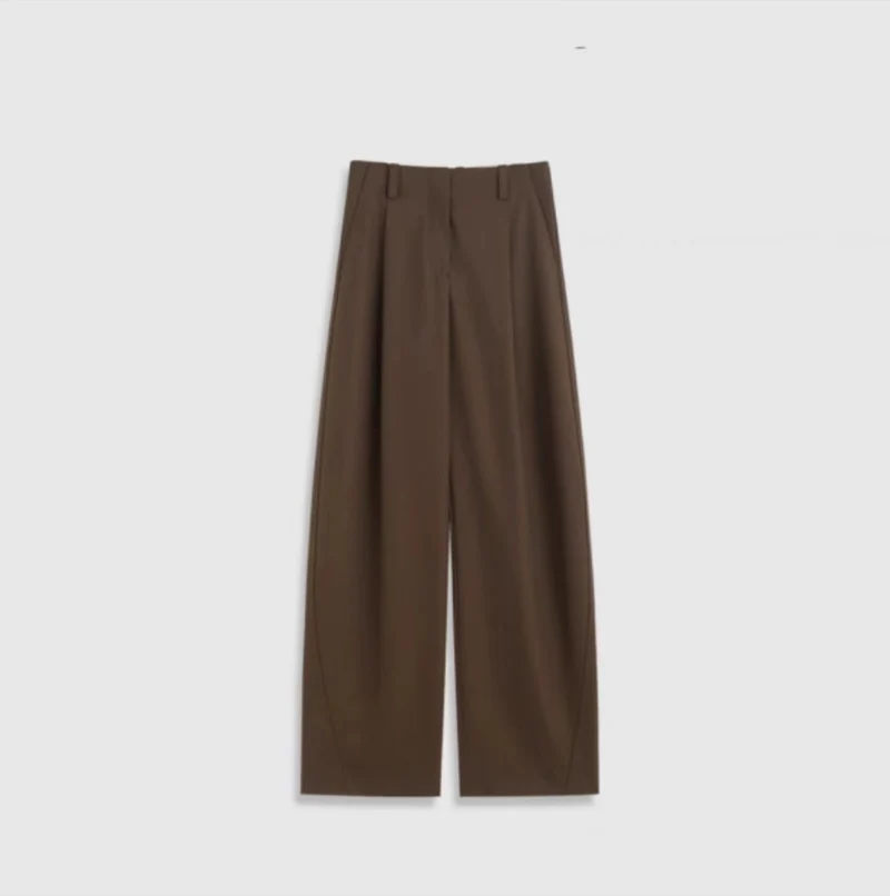 Damen Hochtaillierte weite Marlene‑Hose mit cleaner Bügelfalte und geradem Bein Nord Taschen