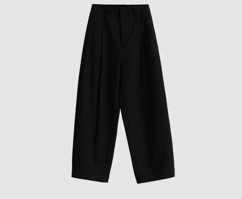 Damen Hochtaillierte weite Bundfaltenhose im Palazzo-Stil mit verdeckten Eingrifftaschen Nord Taschen