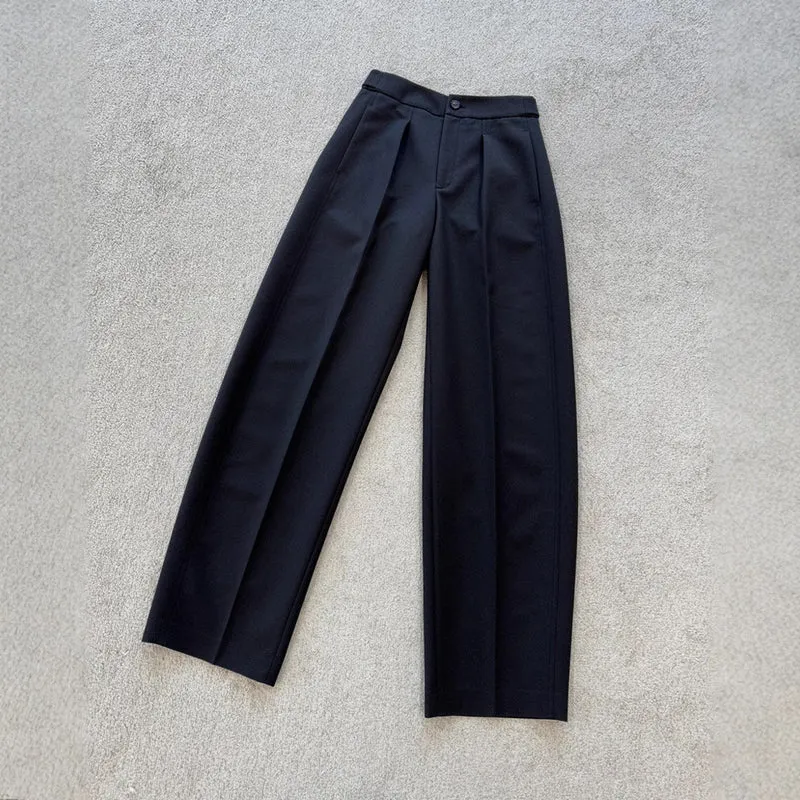Damen Hochtaillierte weit geschnittene Bundfaltenhose mit Bügelfalte Nord Taschen