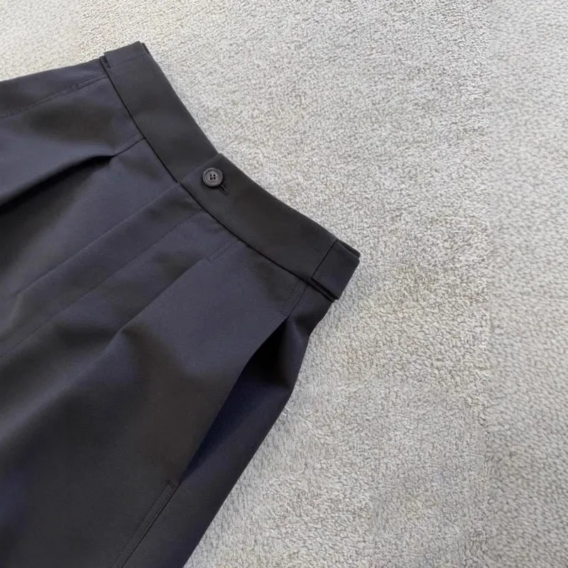 Damen Hochtaillierte weit geschnittene Bundfaltenhose mit Bügelfalte Nord Taschen