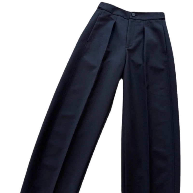 Damen Hochtaillierte weit geschnittene Bundfaltenhose mit Bügelfalte Nord Taschen