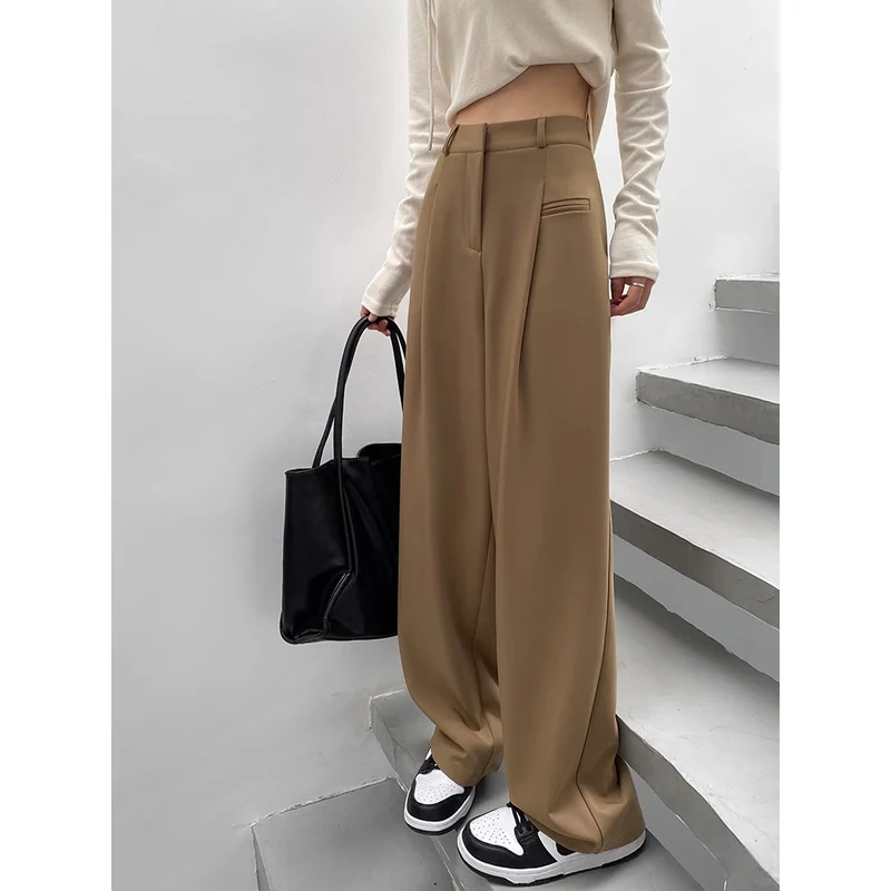 Damen Hochtaillierte Tailored-Hose mit weitem Bein, Bundfalten und Ziertasche Nord Taschen