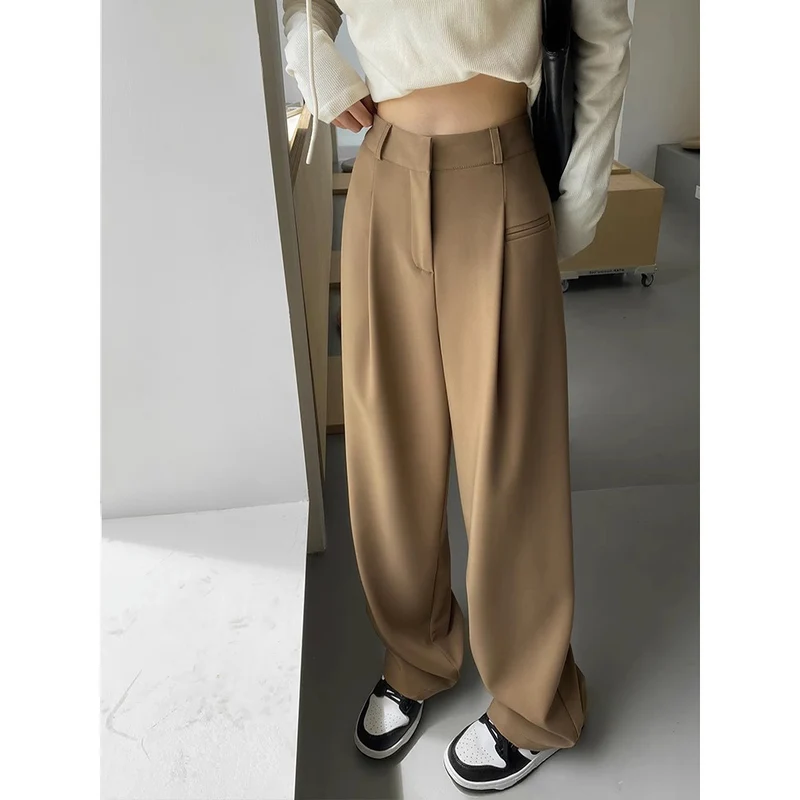 Damen Hochtaillierte Tailored-Hose mit weitem Bein, Bundfalten und Ziertasche Nord Taschen
