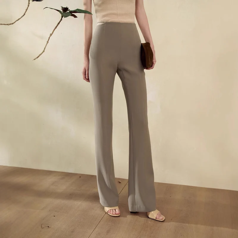 Damen Hochtaillierte Stretch-Hose mit schmaler Oberschenkelpassform und weitem Saum Nord Taschen
