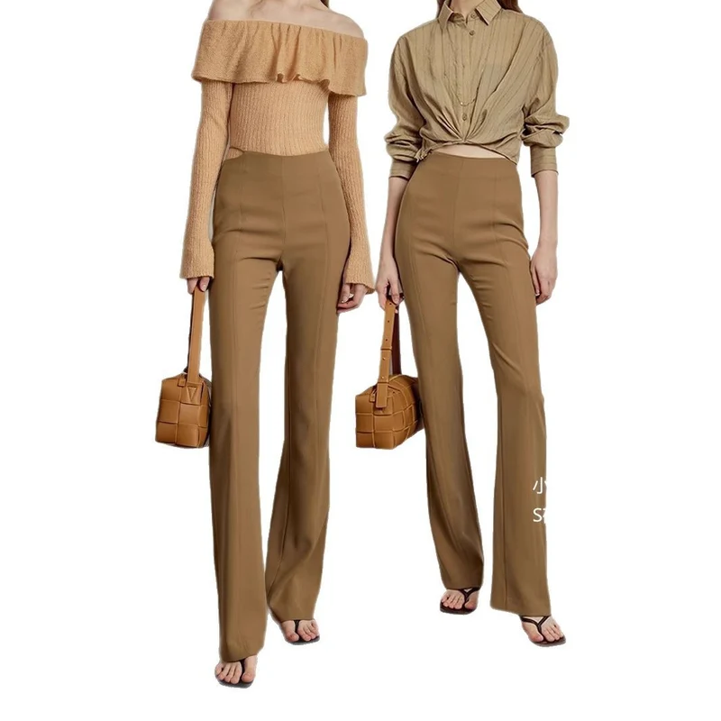 Damen Hochtaillierte Stretch-Hose mit schmaler Oberschenkelpassform und weitem Saum Nord Taschen