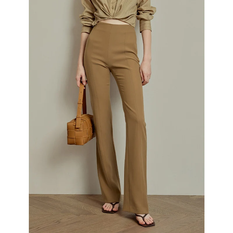 Damen Hochtaillierte Stretch-Hose mit schmaler Oberschenkelpassform und weitem Saum Nord Taschen