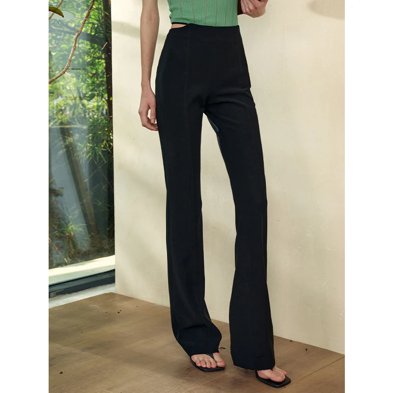 Damen Hochtaillierte Stretch-Hose mit schmaler Oberschenkelpassform und weitem Saum Nord Taschen