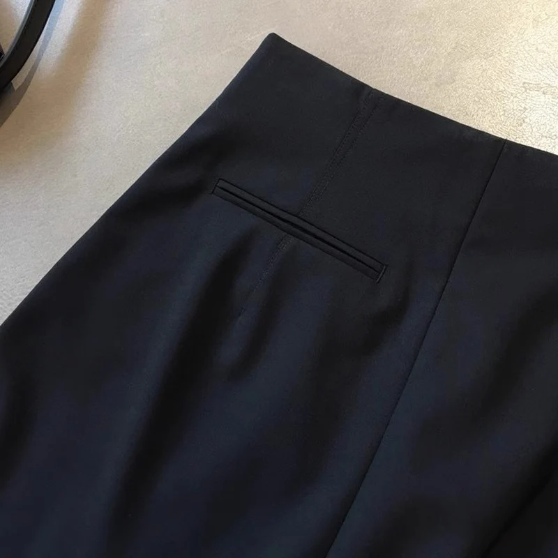 Damen Hochtaillierte Palazzo-Hose mit weiter Beinführung und mittiger Bügelfalte Nord Taschen