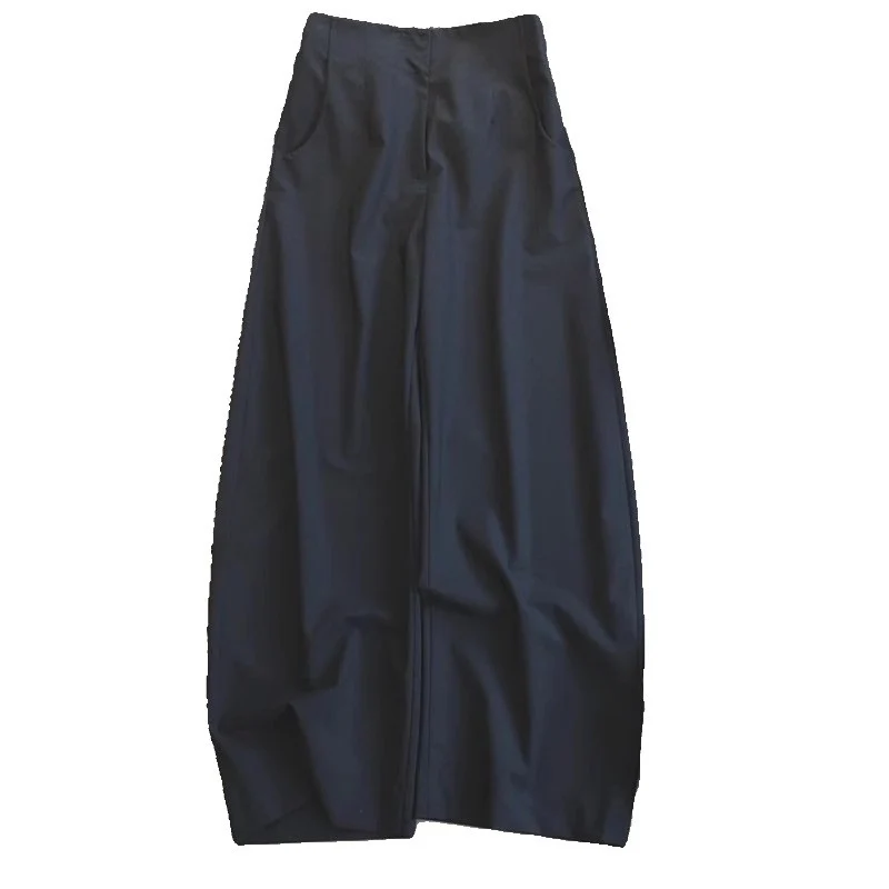 Damen Hochtaillierte Palazzo-Hose mit weiter Beinführung und mittiger Bügelfalte Nord Taschen