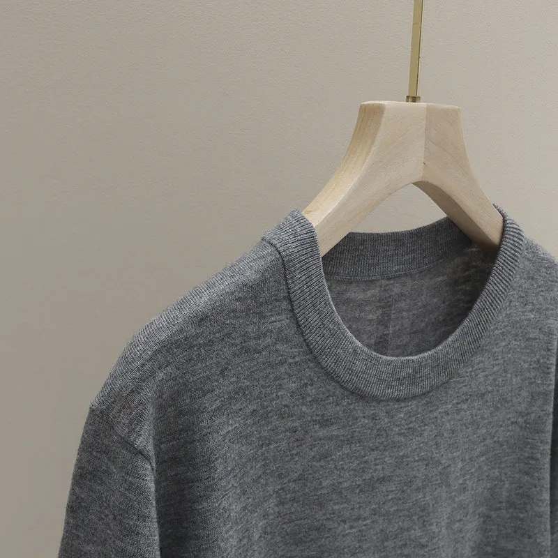 Herren fein gestrickter Kaschmir-Mischpullover mit Rundhals Nord Taschen