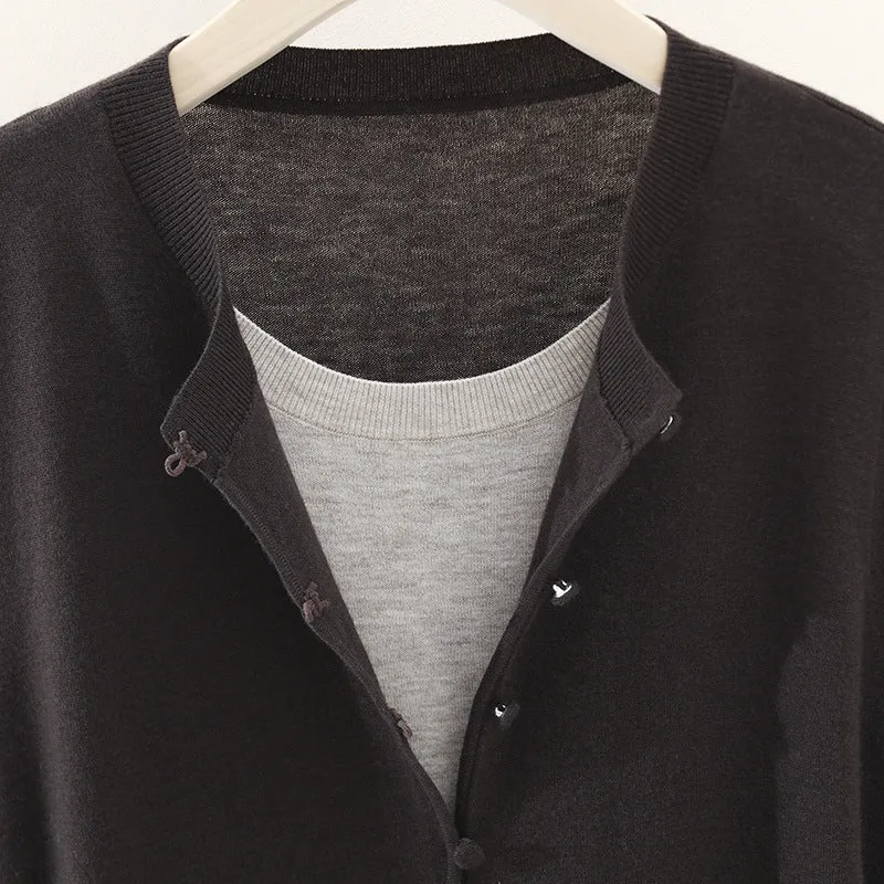 Damen Zweilagiger Strickcardigan mit innenliegendem Top und feiner Rippenkante Nord Taschen