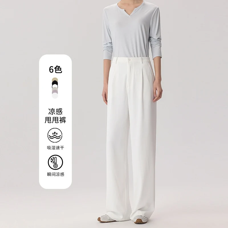 Damen Weite Hochtaillierte Satinhose mit Bundfalten und Eingrifftaschen Nord Taschen