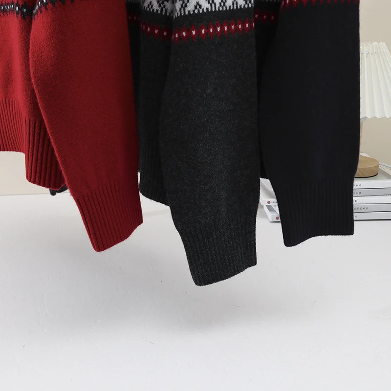 Damen Wärmender Norweger-Strickpullover mit halbem Reißverschluss und hohem Stehkragen Nord Taschen