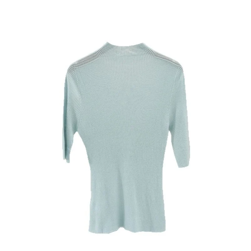 Damen Slim-Fit Rippstrick-Top mit halblangen Ärmeln und hohem Stehkragen Nord Taschen