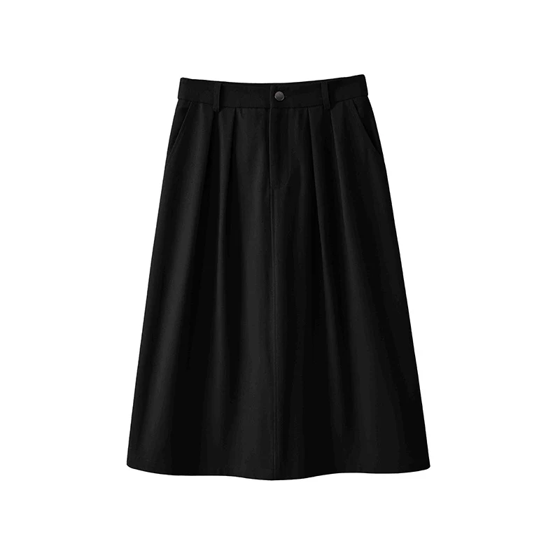 Damen Midirock mit hoher Taille, soften Falten und Eingrifftaschen Nord Taschen