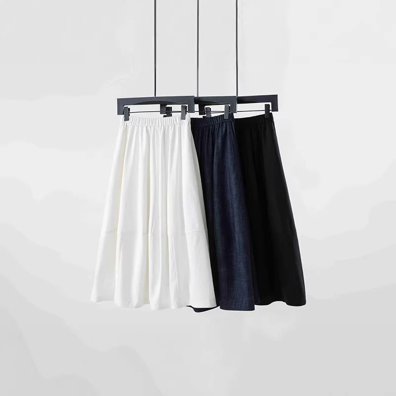 Damen Midirock mit elastischem Bund im Denim‑Look, A‑Linie Nord Taschen
