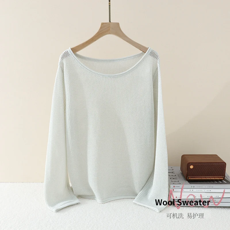 Damen Lockerer Feinstrick-Pullover mit U-Boot-Ausschnitt und Waffelstruktur Nord Taschen