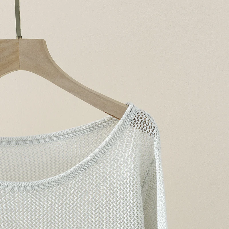 Damen Lockerer Feinstrick-Pullover mit U-Boot-Ausschnitt und Waffelstruktur Nord Taschen