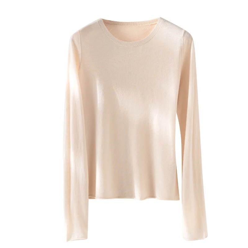 Damen Leichtes Feinstrick-Basicshirt mit extraweichem Fall und feinem Rippkragen Nord Taschen