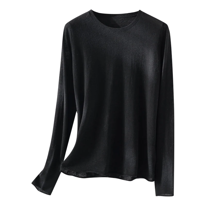 Damen Leichtes Feinstrick-Basicshirt mit extraweichem Fall und feinem Rippkragen Nord Taschen