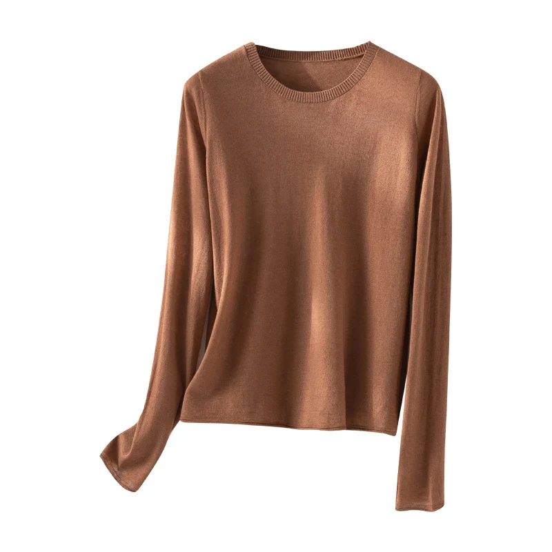 Damen Leichtes Feinstrick-Basicshirt mit extraweichem Fall und feinem Rippkragen Nord Taschen