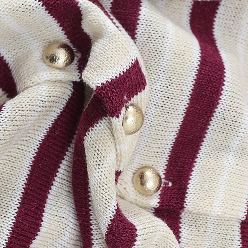 Damen Leichter Streifen-Cardigan aus Baumwollmix mit Perlmutt-Druckknöpfen und Rippbündchen Nord Taschen