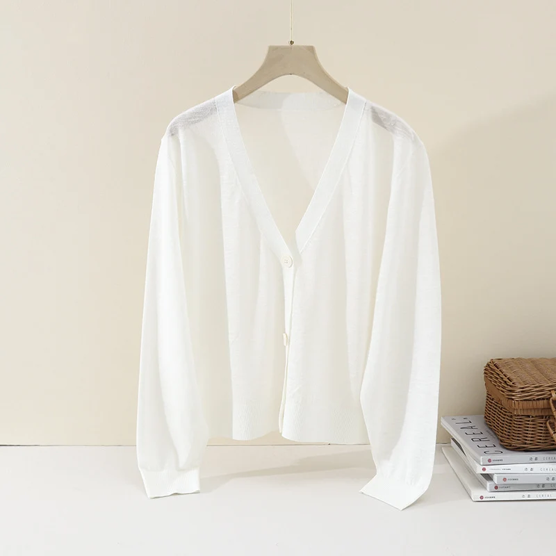 Damen Leichter Oversize-Cardigan aus Feinstrick mit tiefem V-Ausschnitt und Zierknopfleiste Nord Taschen