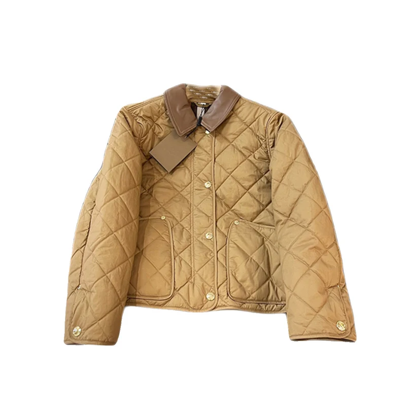 Damen Steppjacke mit Kontrastkragen aus Lederoptik und Druckknopfverschluss Nord Taschen
