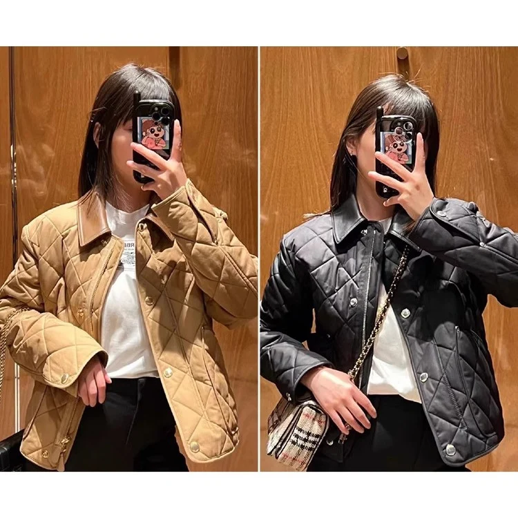 Damen Steppjacke mit kontrastierendem Kunstlederkragen und Boxy‑Schnitt Nord Taschen