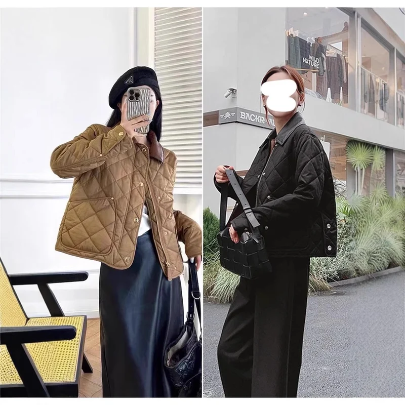 Damen Steppjacke mit kontrastierendem Kunstlederkragen und Boxy‑Schnitt Nord Taschen
