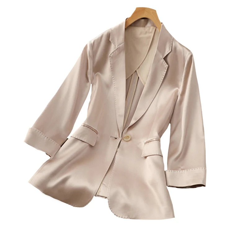 Damen Satinblazer mit taillierter Silhouette und 3/4-Ärmeln Nord Taschen
