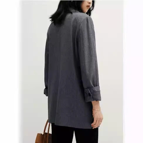 Damen Oversize-Longblazer mit Ein-Knopf‑Verschluss, gerader Silhouette und Leistentaschen Nord Taschen